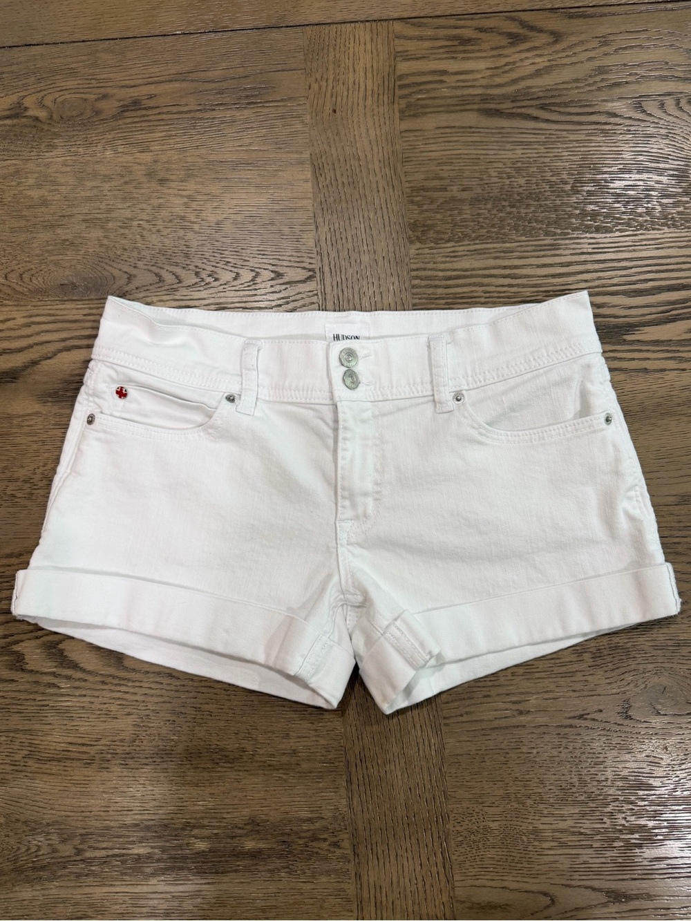 Hudson Jeans Ruby White Roll-Cuff 5 Pocket Design Denim Shorts - Picture 3 of 8
